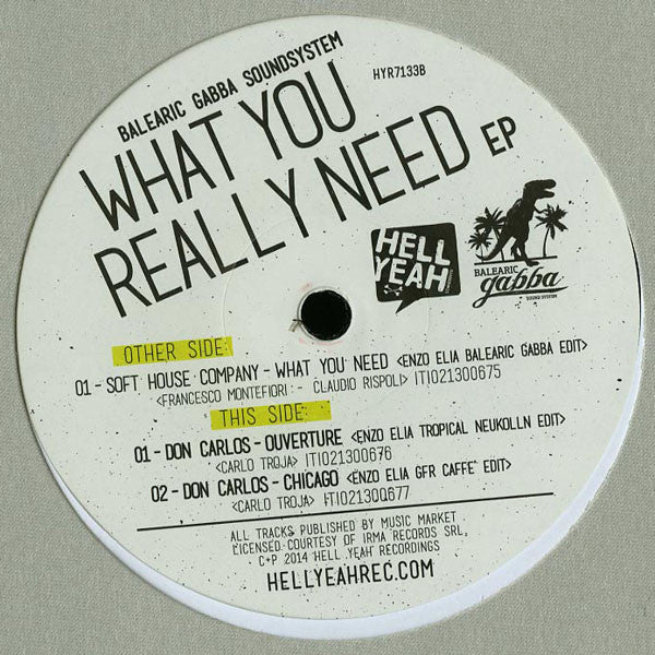 Balearic Gabba Sound System : What You Really Need EP (12", EP)