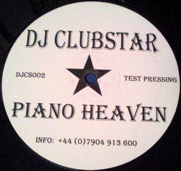 Dj Clubstar : Piano Heaven (12", S/Sided, TP)