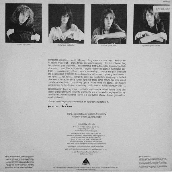 Patti Smith : Horses (LP, Album, Bla)