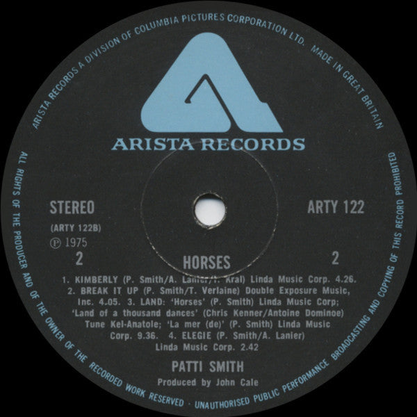 Patti Smith : Horses (LP, Album, Bla)