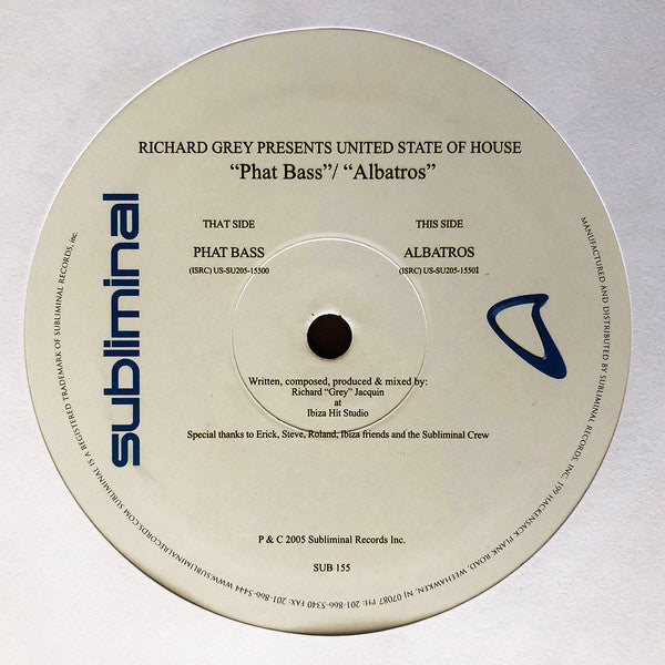 Richard Grey Pres. United State Of House* : Phat Bass / Albatros (12")