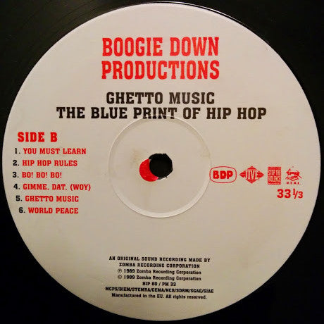 Boogie Down Productions : Ghetto Music: The Blueprint Of Hip Hop (LP, Album, Ltd, RE)