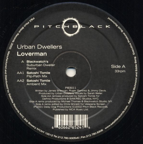 Urban Dwellers : Loverman (Blackwatch Remix | Satoshi Tomiie Remix) (12")