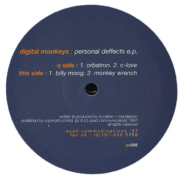 Digital Monkeys : Personal Deffects E.P. (12", EP)