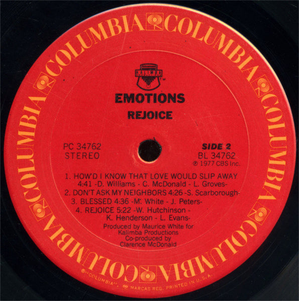 The Emotions : Rejoice (LP, Album, San)