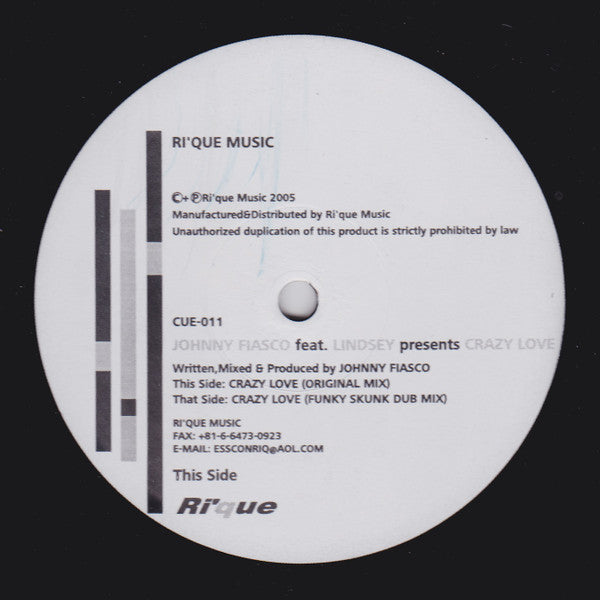 Johnny Fiasco : Crazy Love (12")