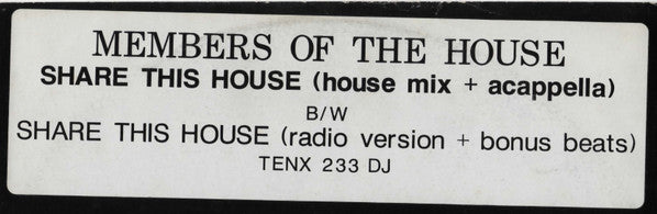 Members Of The House : Share This House (12", Promo)
