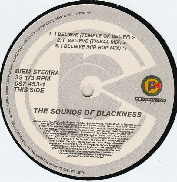 Sounds Of Blackness : I Believe (The Remixes) (12", Single)