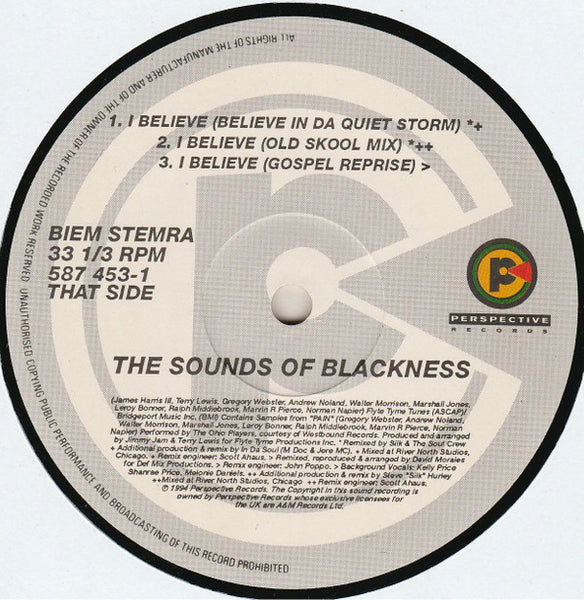 Sounds Of Blackness : I Believe (The Remixes) (12", Single)