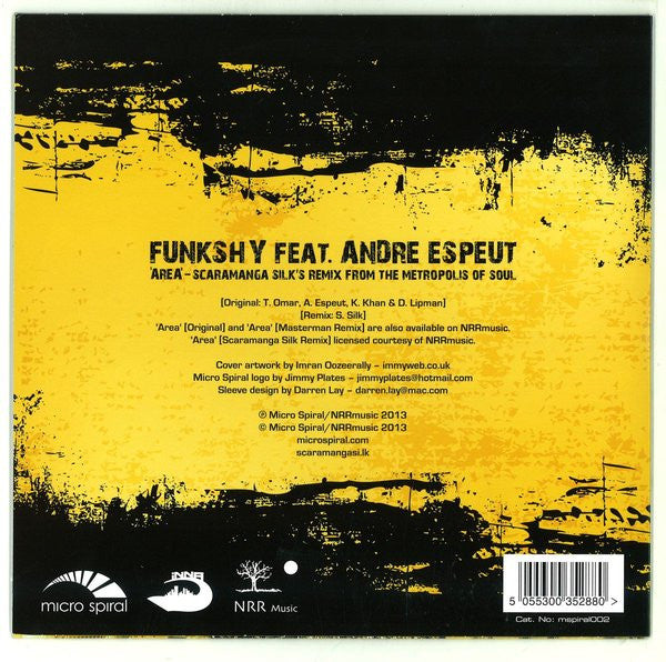 Funkshy Feat. Andre Espeut : Area (Scaramanga Silk's Remix From The Metropolis Of Soul) (10", S/Sided, Etch)