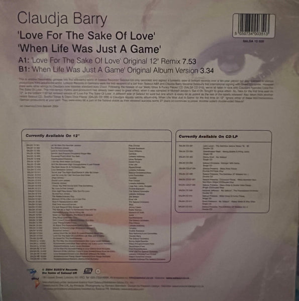 Claudja Barry : Love For The Sake Of Love / When Life Was Just A Game (12")