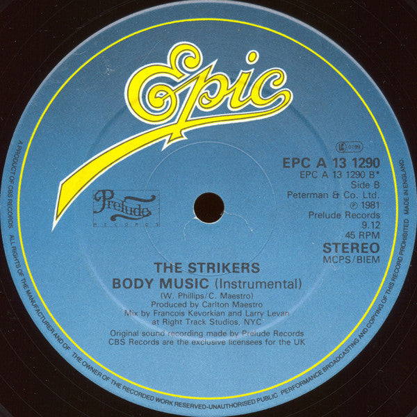 The Strikers : Body Music (12", Single)