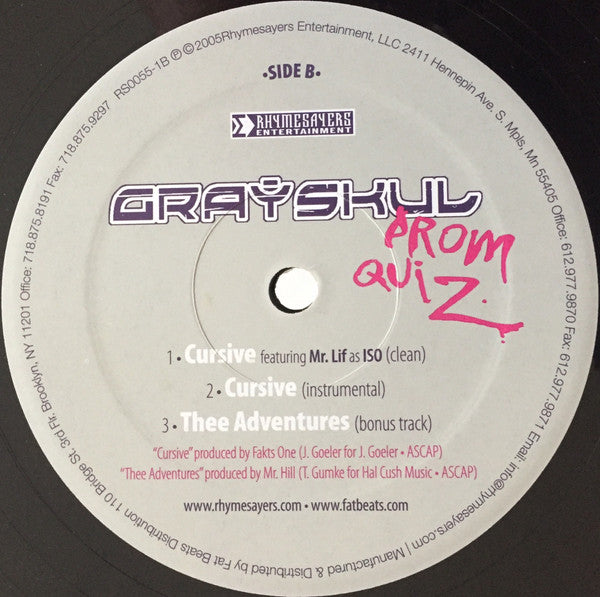 Grayskul : Prom Quiz (12")
