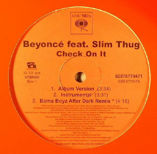 Beyoncé Feat. Slim Thug : Check On It (12")