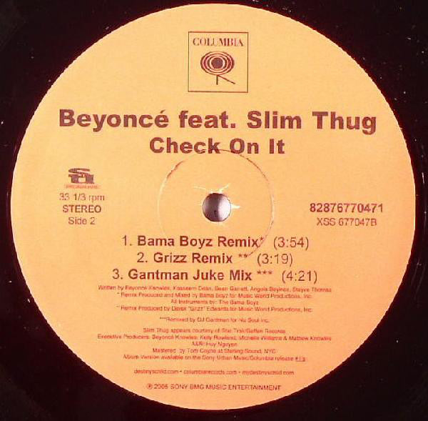 Beyoncé Feat. Slim Thug : Check On It (12")