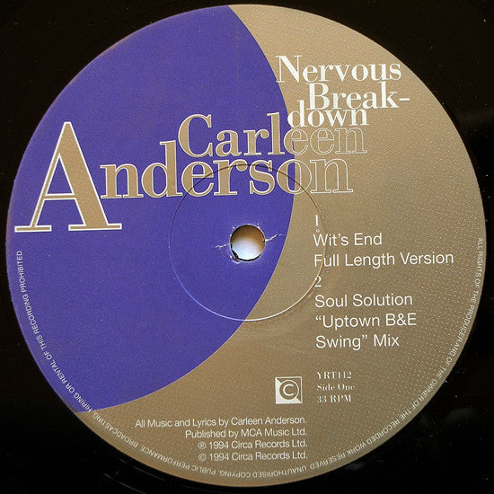 Carleen Anderson : Nervous Breakdown (12", Single)