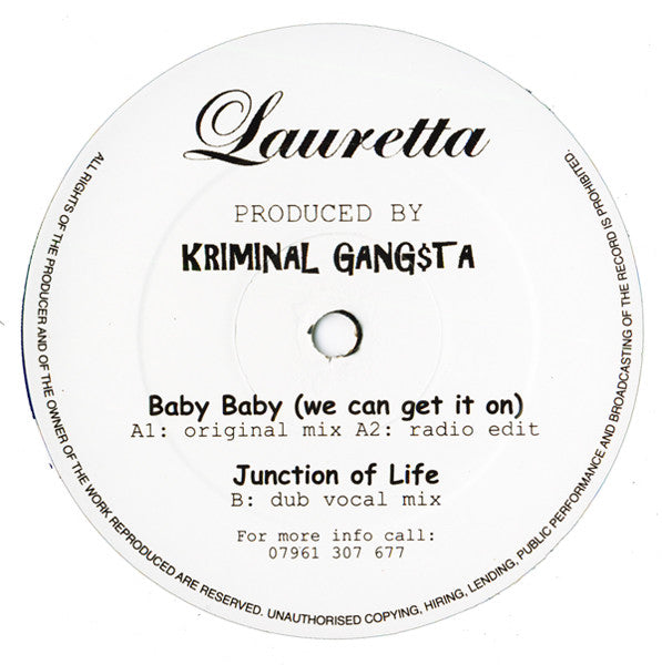 Lauretta : Baby Baby (We Can Get It On) (12")