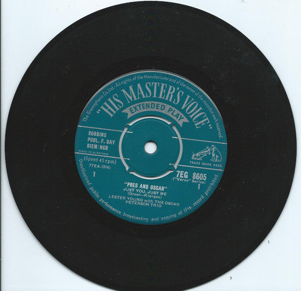 Lester Young & Oscar Peterson : Just You, Just Me (7", Single, Mono)