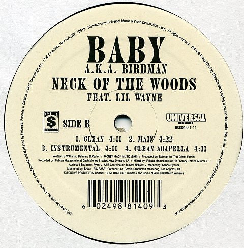 Baby (2) Aka Birdman (2) : Neck Of The Woods (12")