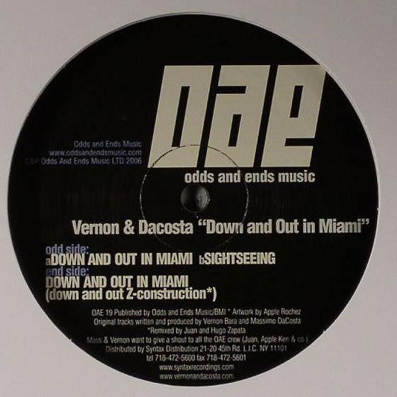 Vernon & Dacosta : Down And Out In Miami (12")