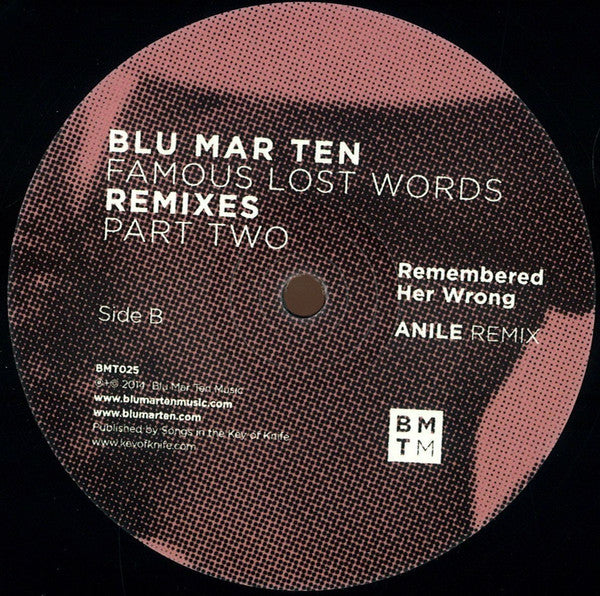 Blu Mar Ten : Famous Lost Words Remixes (Part Two) (12")