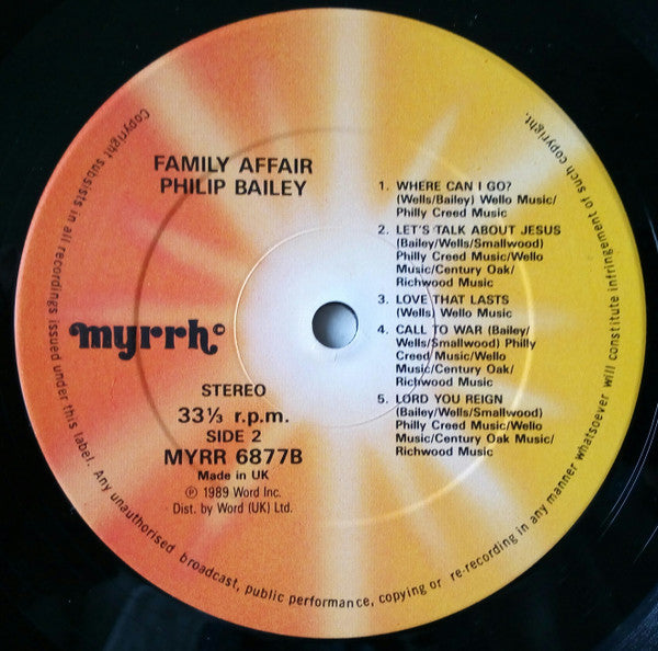Philip Bailey : Family Affair (LP, Album)