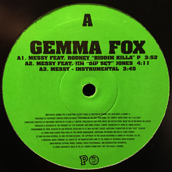 Gemma Fox : Messy (12", Promo)