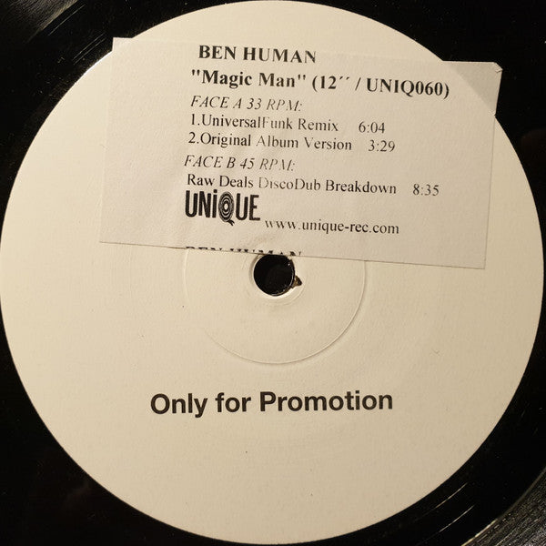 Ben Human : Magic Man (12", Promo, W/Lbl, Sti)