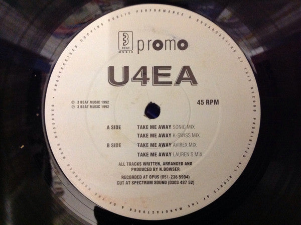 U4EA (3) : Take Me Away (12", Promo)