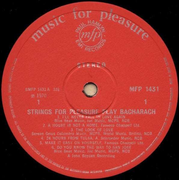Strings For Pleasure : Strings For Pleasure Play The Best Of Bacharach (LP)