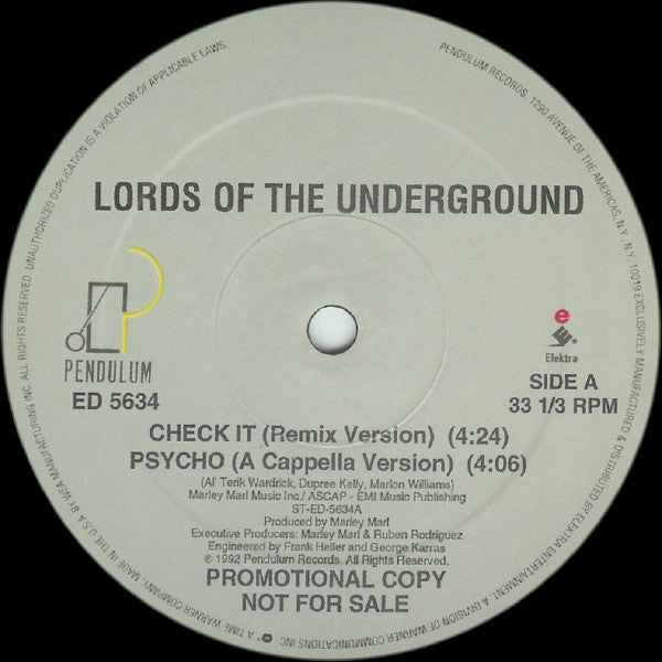 Lords Of The Underground : Check It (12", Promo)