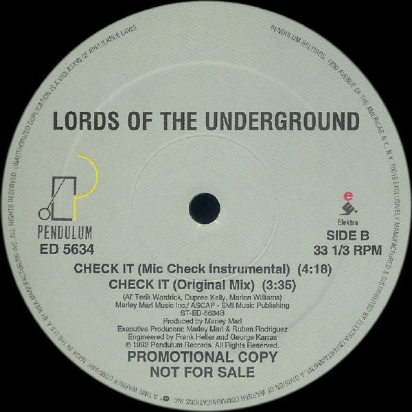 Lords Of The Underground : Check It (12", Promo)
