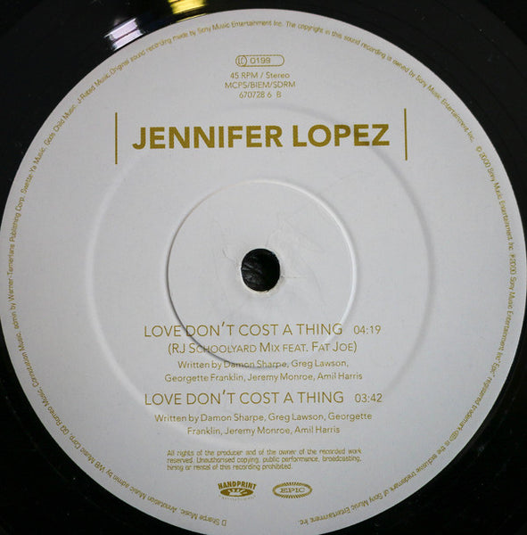 Jennifer Lopez : Love Don't Cost A Thing (12")