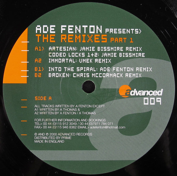 Ade Fenton : Ade Fenton Presents: The Remixes (Part 1) (12")