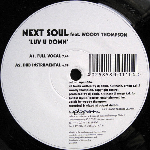 Next Soul Feat. Woody Thompson : Luv U Down (12")