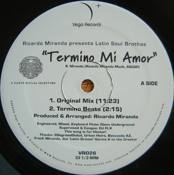 Ricardo Miranda Presents Latin Soul Brothas : Termino Mi Amor (12")