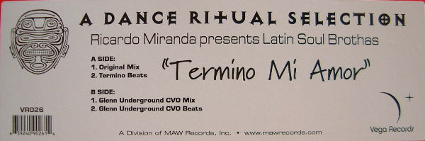 Ricardo Miranda Presents Latin Soul Brothas : Termino Mi Amor (12")