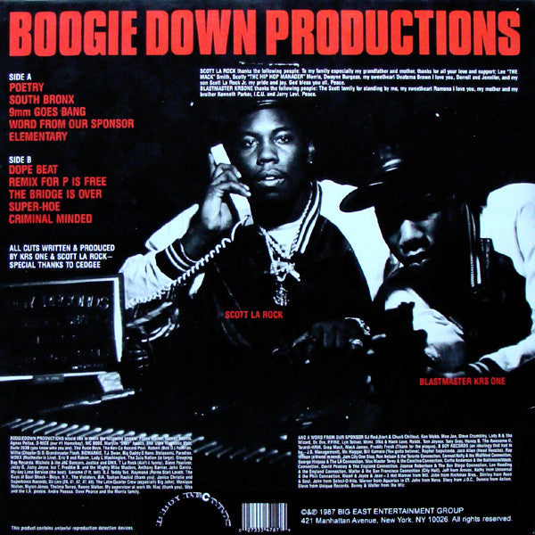 Boogie Down Productions : Criminal Minded (LP, Album, RE)