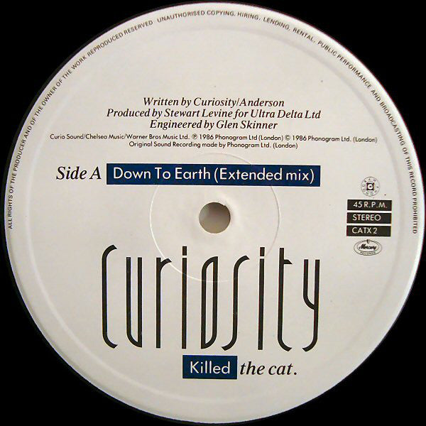 Curiosity Killed The Cat : Down To Earth (Extended Mix) (12", Single)