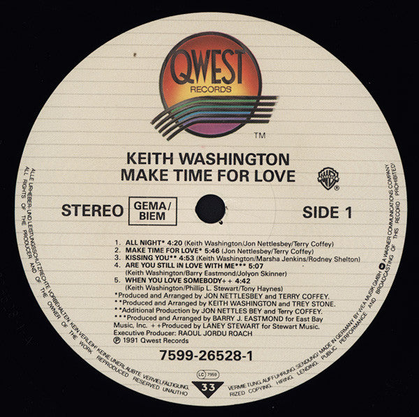 Keith Washington : Make Time For Love (LP, Album)