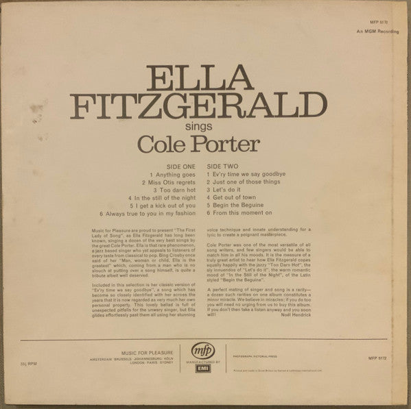 Ella Fitzgerald : Ev'ry Time We Say Goodbye, Ella Fitzgerald Sings Cole Porter (LP, Comp, Mono)
