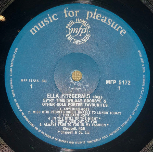Ella Fitzgerald : Ev'ry Time We Say Goodbye, Ella Fitzgerald Sings Cole Porter (LP, Comp, Mono)