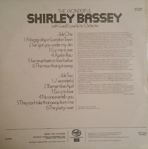 Shirley Bassey With Geoff Love & His Orchestra : The Wonderful Shirley Bassey (LP, Album, RE)