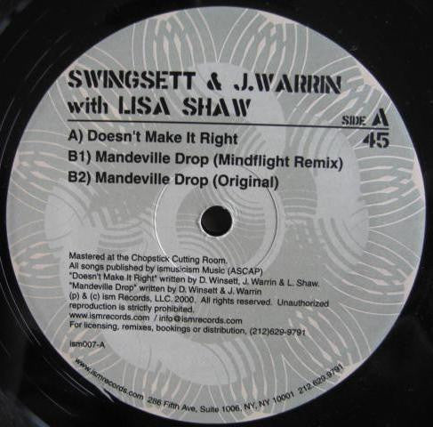 DJ Swingsett & J. Warrin With Lisa Shaw : Doesn't Make It Right (12")
