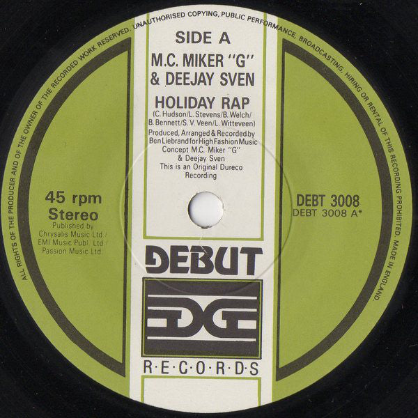 MC Miker G. & DJ Sven : Holiday Rap (7", Single, Sol)
