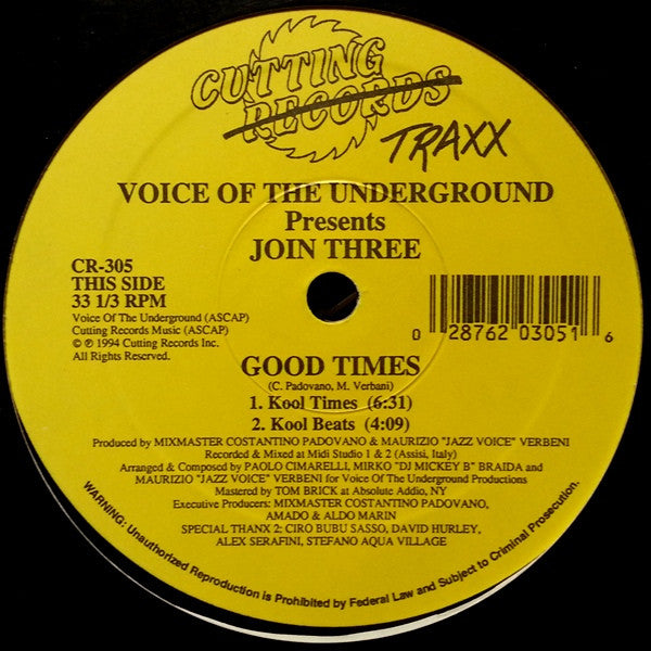 Voice Of The Underground Presents Join Three : Good Times (12")