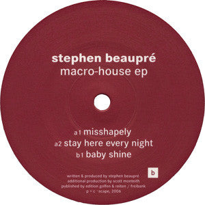 Stephen Beaupré : Macro-House EP (12", EP)