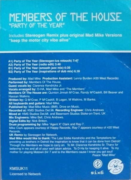 Members Of The House : Party Of The Year (12")
