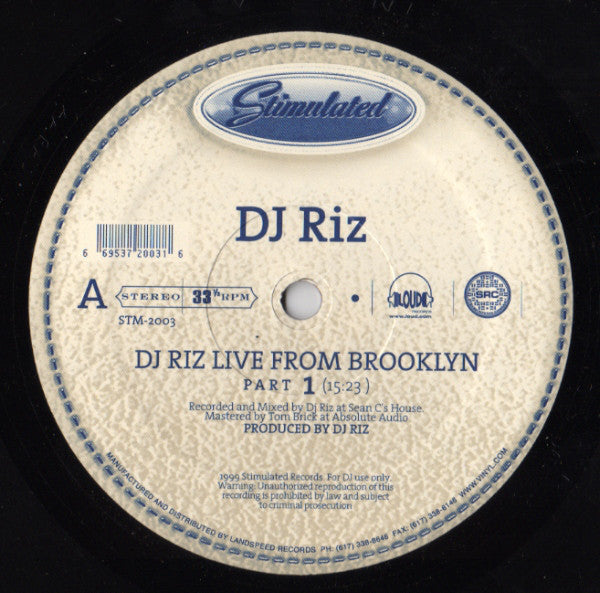 DJ Riz : Live From Brooklyn (12", P/Mixed)