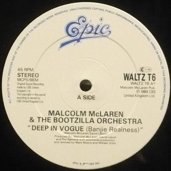 Malcolm McLaren And The House Of McLaren : Deep In Vogue (12", Single)